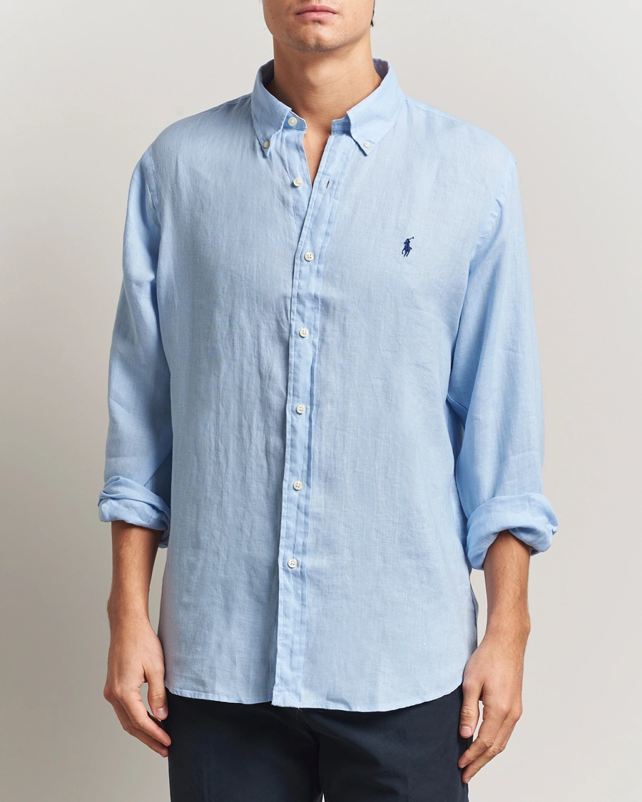 Herr | Skjortor | Polo Ralph Lauren | Custom Fit Linen Shirt Office Blue