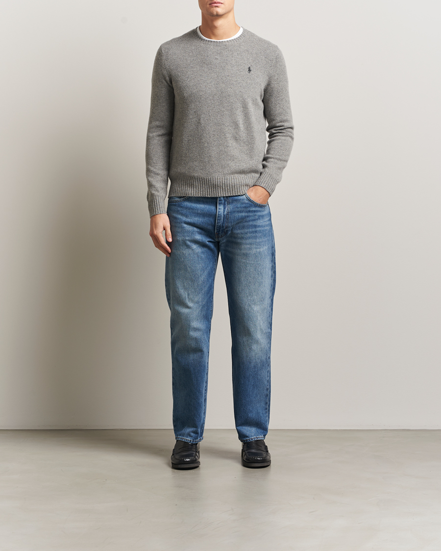 Herr | Pikéer | Polo Ralph Lauren | Wool/Cashmere Crew Neck Fawn Grey Heather