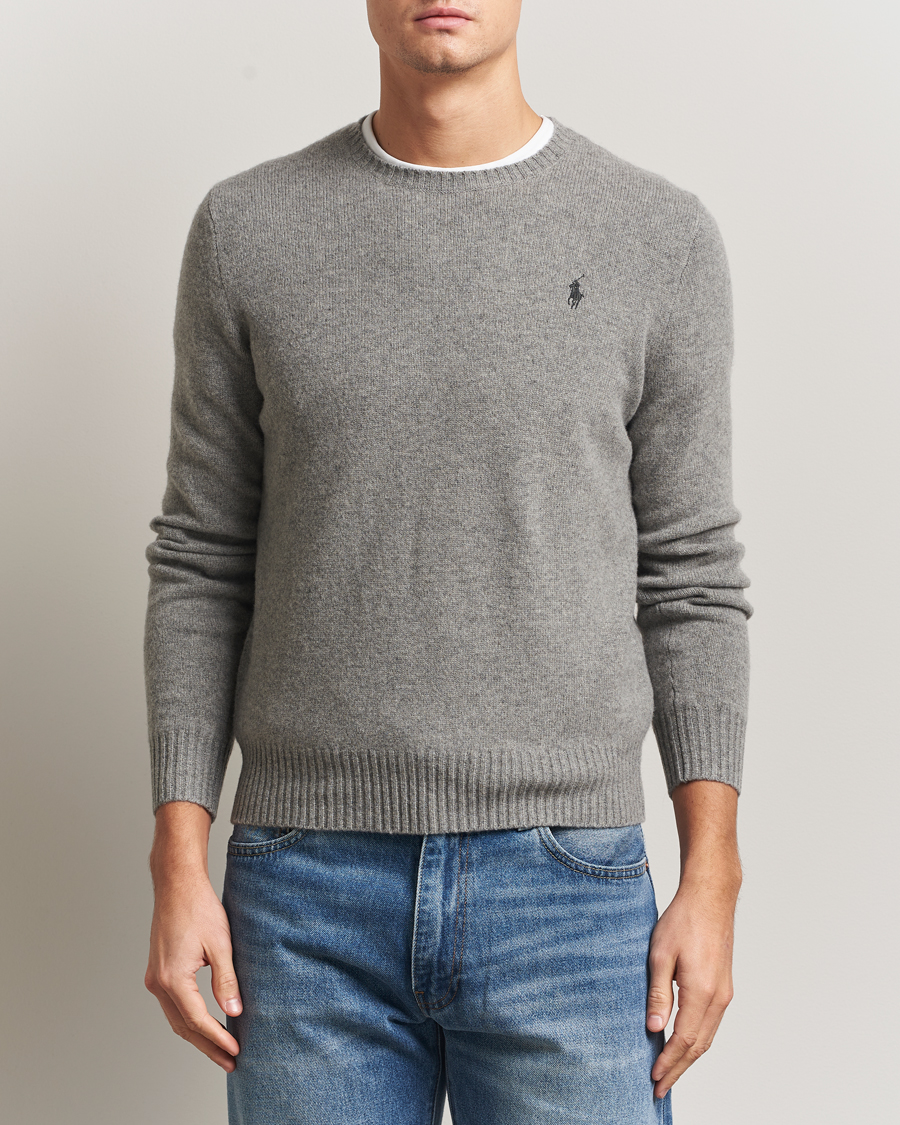 Herr | Pikéer | Polo Ralph Lauren | Wool/Cashmere Crew Neck Fawn Grey Heather