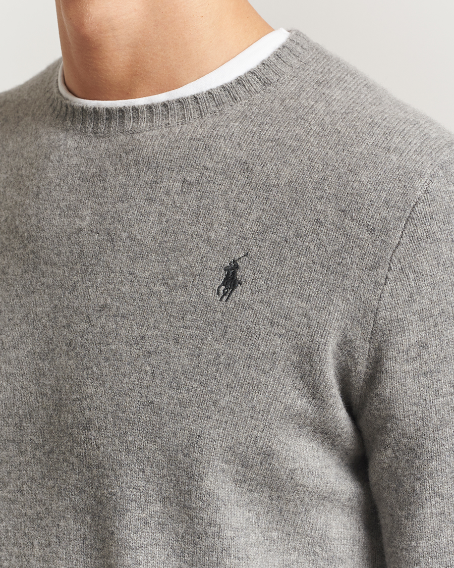Herr | Pikéer | Polo Ralph Lauren | Wool/Cashmere Crew Neck Fawn Grey Heather
