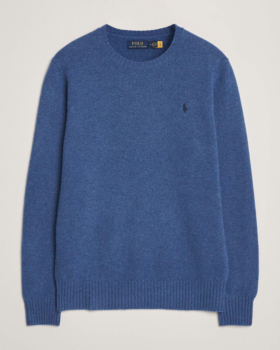 Herr | Pikéer | Polo Ralph Lauren | Wool/Cashmere Crew Neck Seasalt Blue Heather