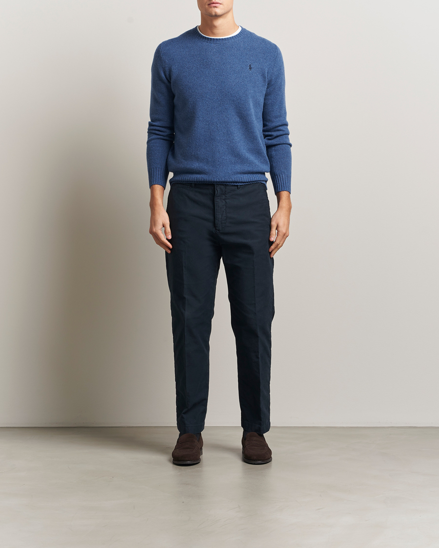 Herr | Pikéer | Polo Ralph Lauren | Wool/Cashmere Crew Neck Seasalt Blue Heather