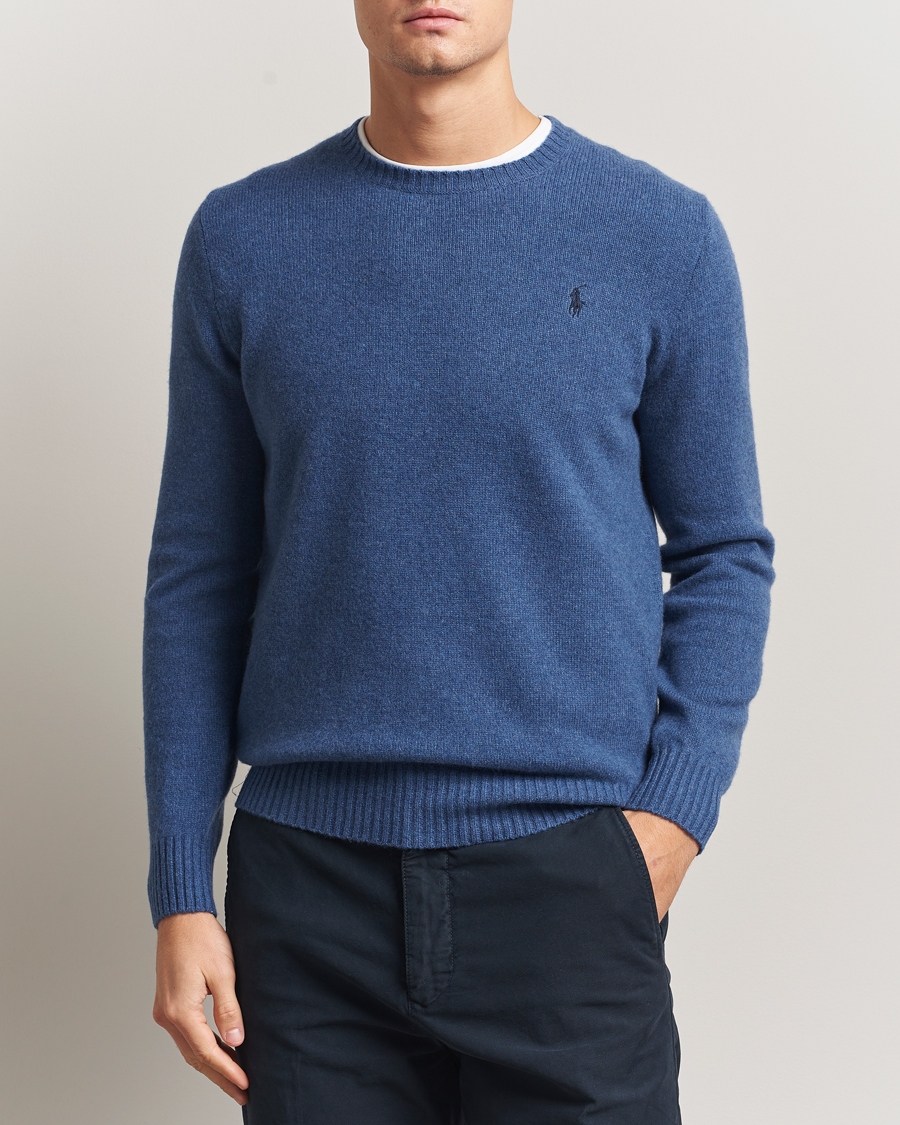 Herr | Pikéer | Polo Ralph Lauren | Wool/Cashmere Crew Neck Seasalt Blue Heather