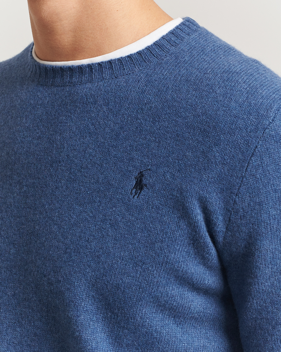 Herr | Pikéer | Polo Ralph Lauren | Wool/Cashmere Crew Neck Seasalt Blue Heather