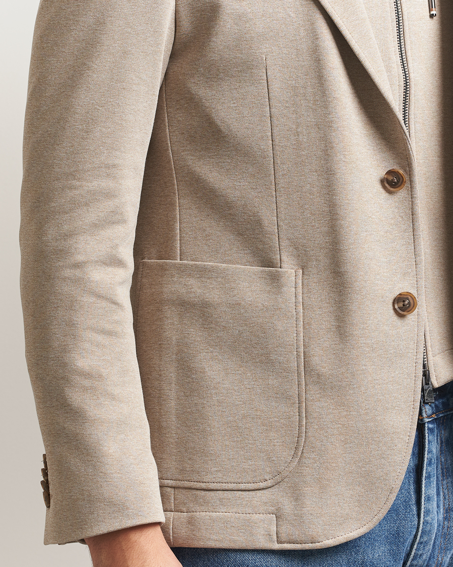 Herr | Kavajer | BOSS BLACK | Hanry Hooded Jersey Blazer Dark Beige
