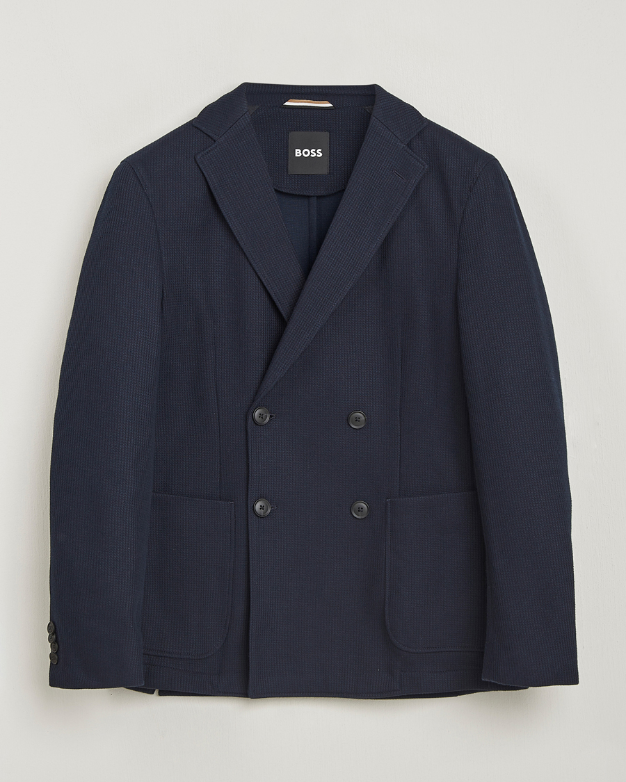 Herr | Kavajer | BOSS BLACK | Hanry Jersey Double Breasted Blazer Dark Blue