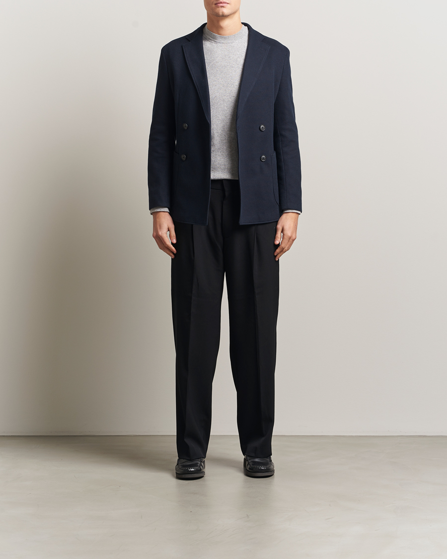 Herr | Kavajer | BOSS BLACK | Hanry Jersey Double Breasted Blazer Dark Blue