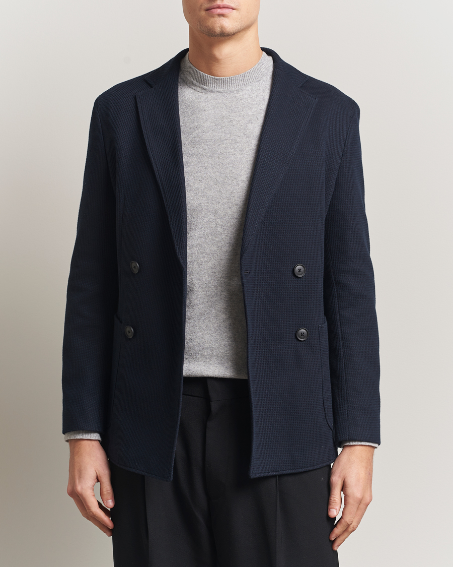Herr | Kavajer | BOSS BLACK | Hanry Jersey Double Breasted Blazer Dark Blue