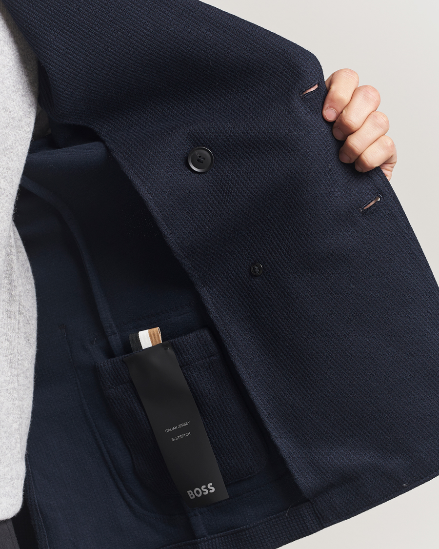 Herr | Kavajer | BOSS BLACK | Hanry Jersey Double Breasted Blazer Dark Blue