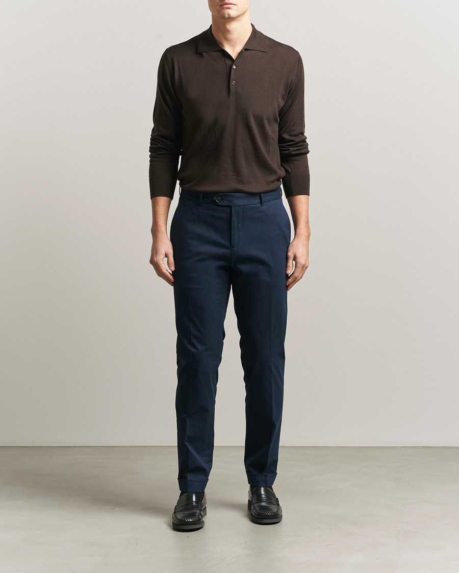 Herr | Byxor | BOSS BLACK | Genius Cotton Trousers Dark Blue