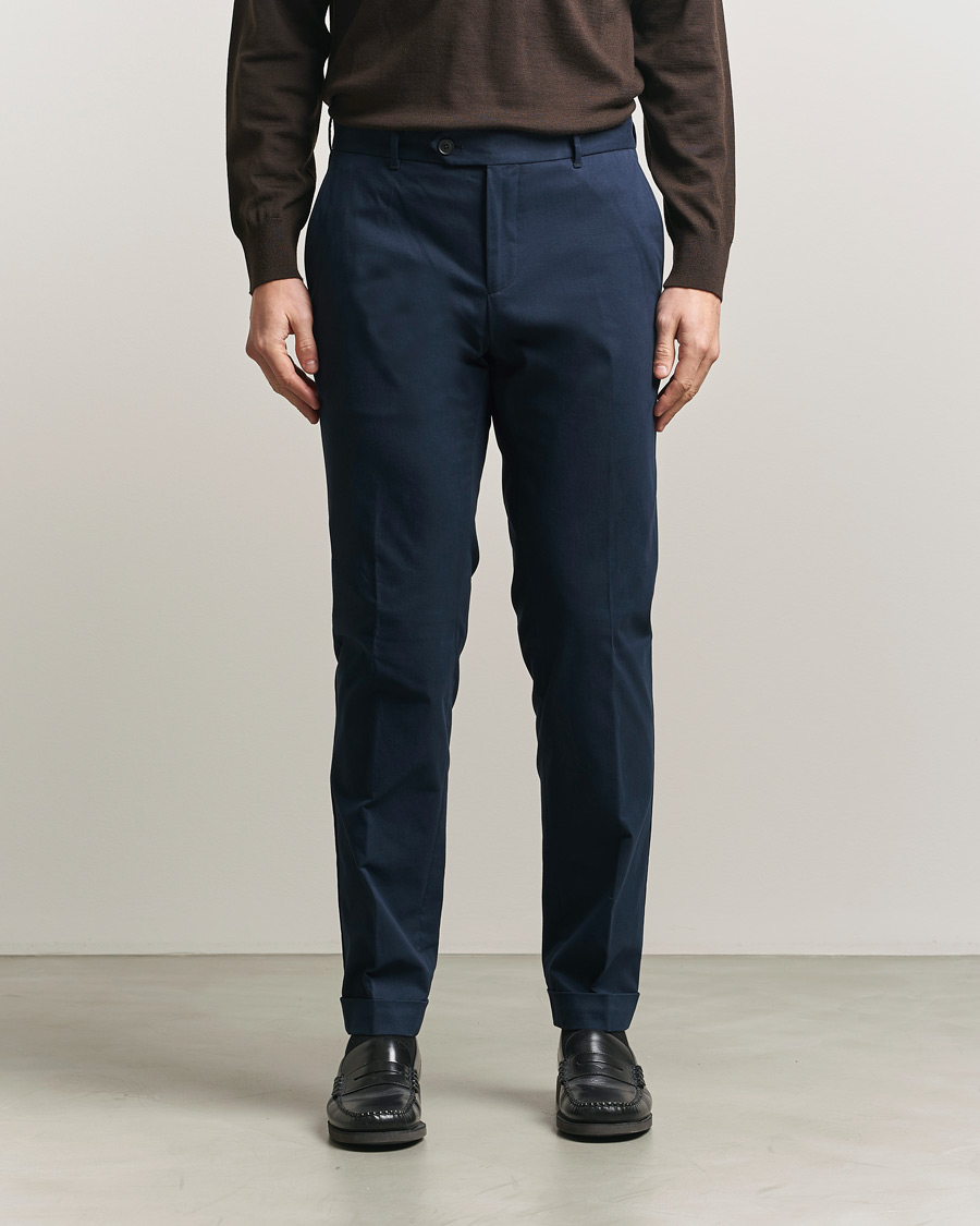 Herr | Byxor | BOSS BLACK | Genius Cotton Trousers Dark Blue