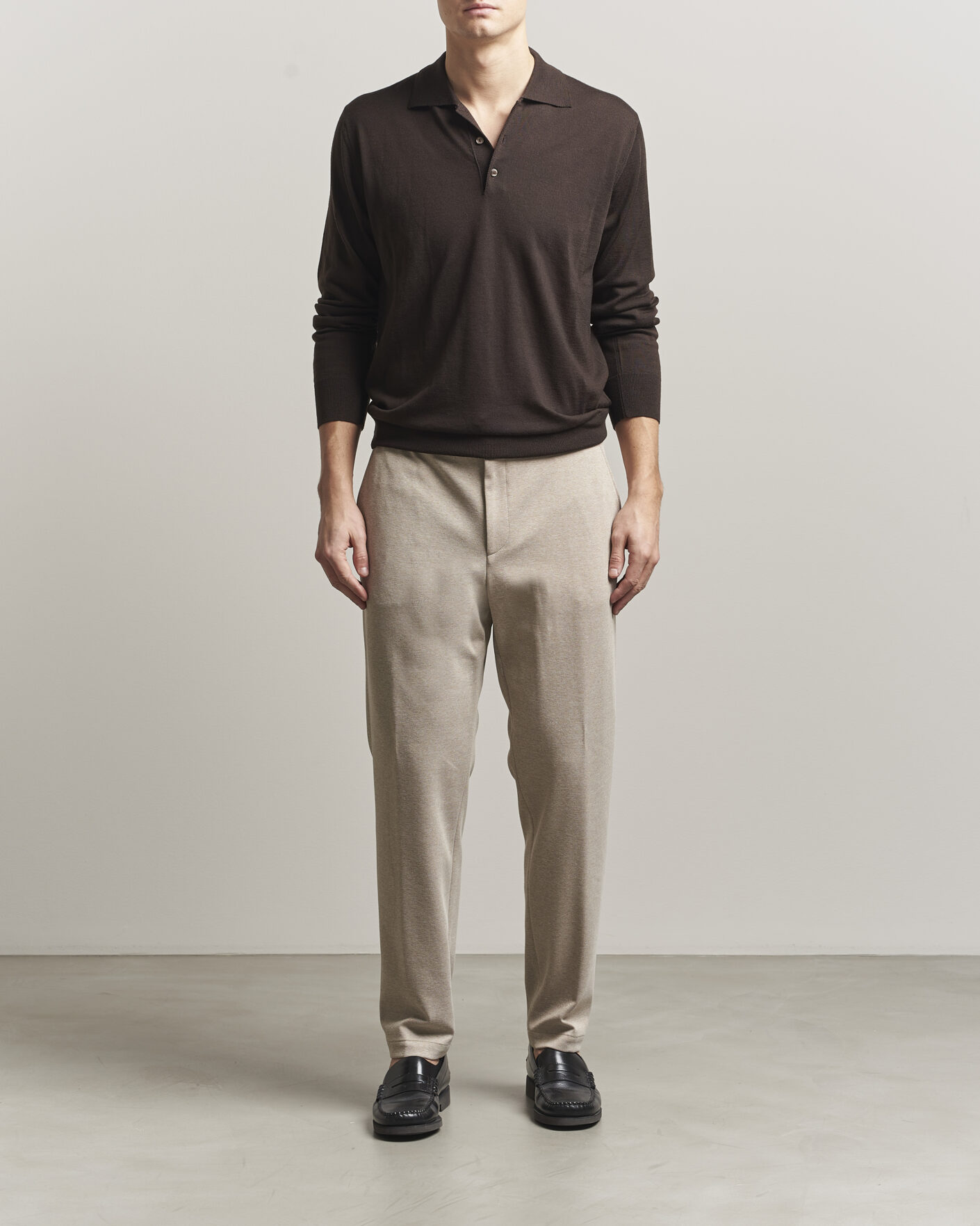 Herr | Byxor | BOSS BLACK | Perin Jersey Drawstring Trousers Dark Beige