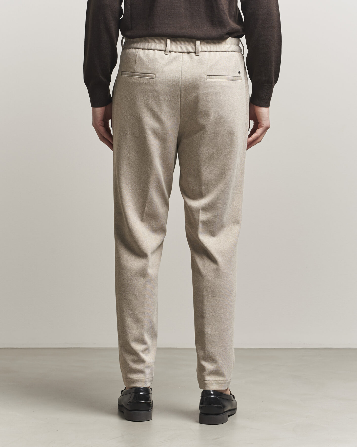 Herr | Byxor | BOSS BLACK | Perin Jersey Drawstring Trousers Dark Beige