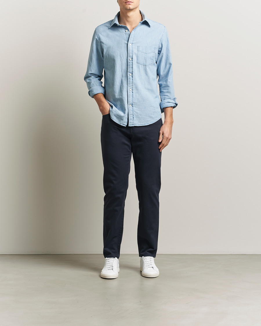 Herr | Byxor | BOSS BLACK | Re.Maine Cotton 5-Pocket Pants Dark Blue