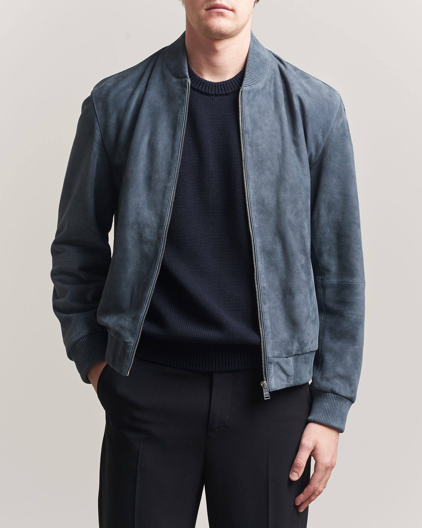 Herr | Jackor | BOSS BLACK | Muller Suede Jacket Open Blue