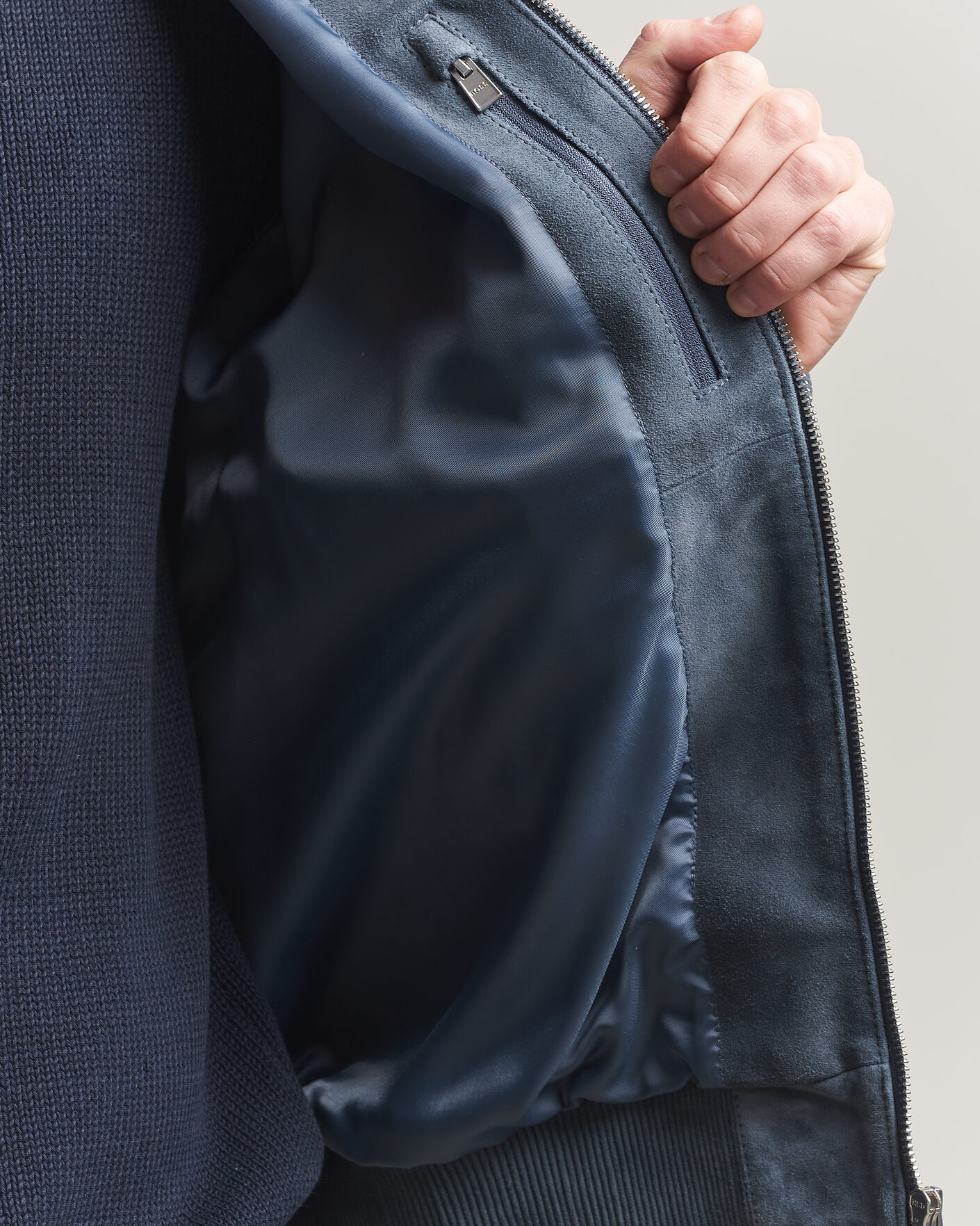 Herr | Jackor | BOSS BLACK | Muller Suede Jacket Open Blue