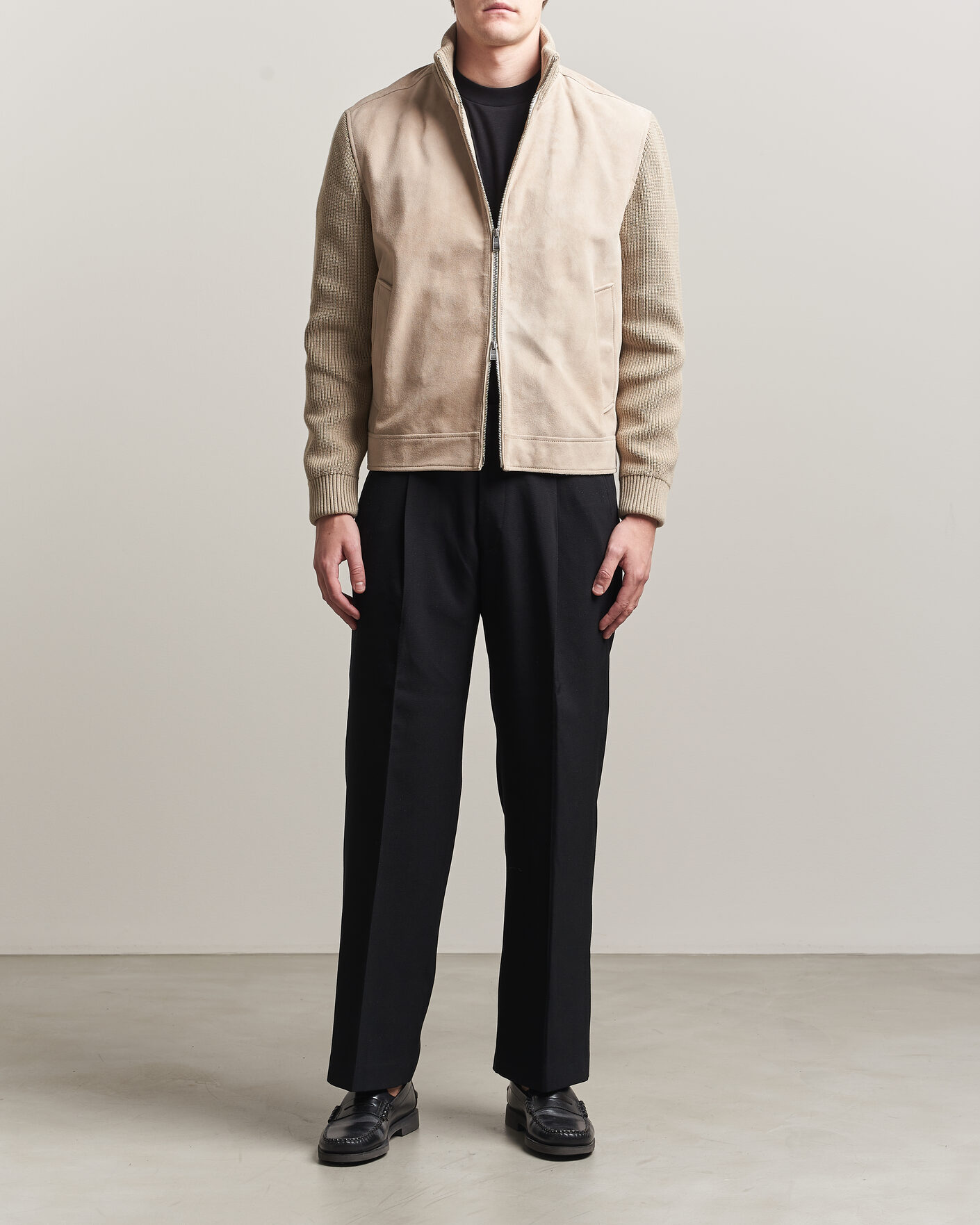 Herr | Jackor | BOSS BLACK | Maven Suede Hybrid Jacket Open White