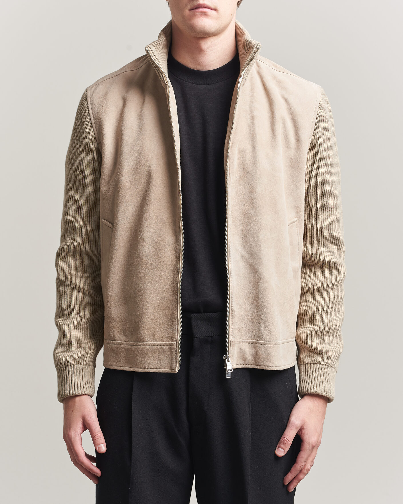 Herr | Jackor | BOSS BLACK | Maven Suede Hybrid Jacket Open White