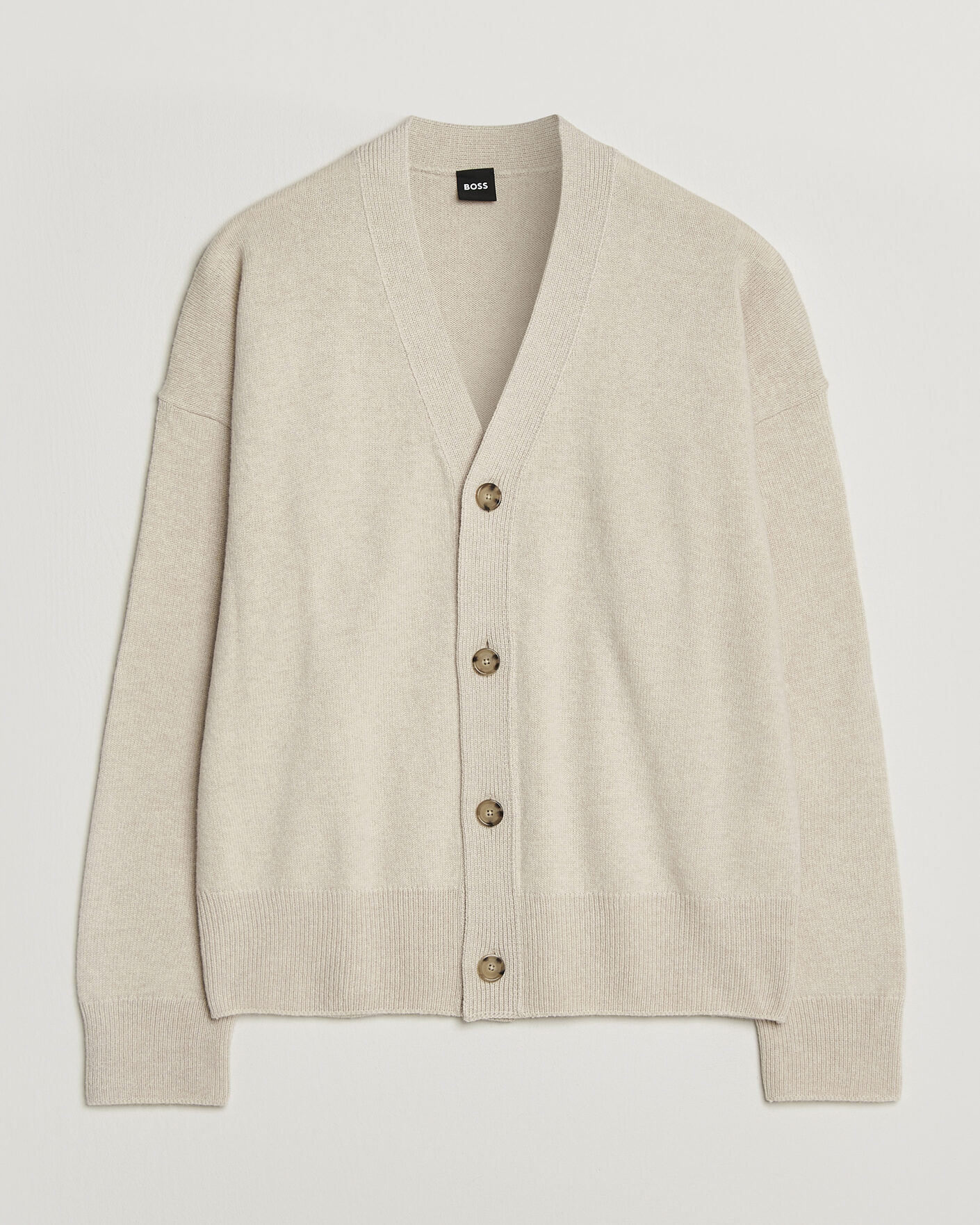 Herr | Tröjor | BOSS BLACK | Ucone Wool Knitted Cardigan Open White