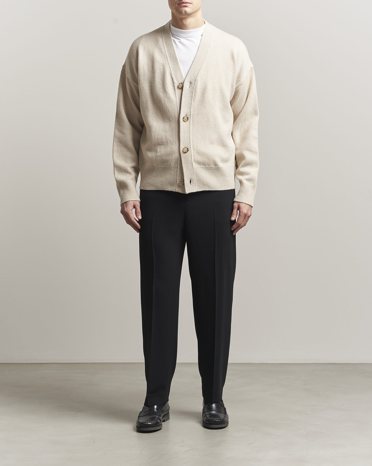 Herr | Tröjor | BOSS BLACK | Ucone Wool Knitted Cardigan Open White