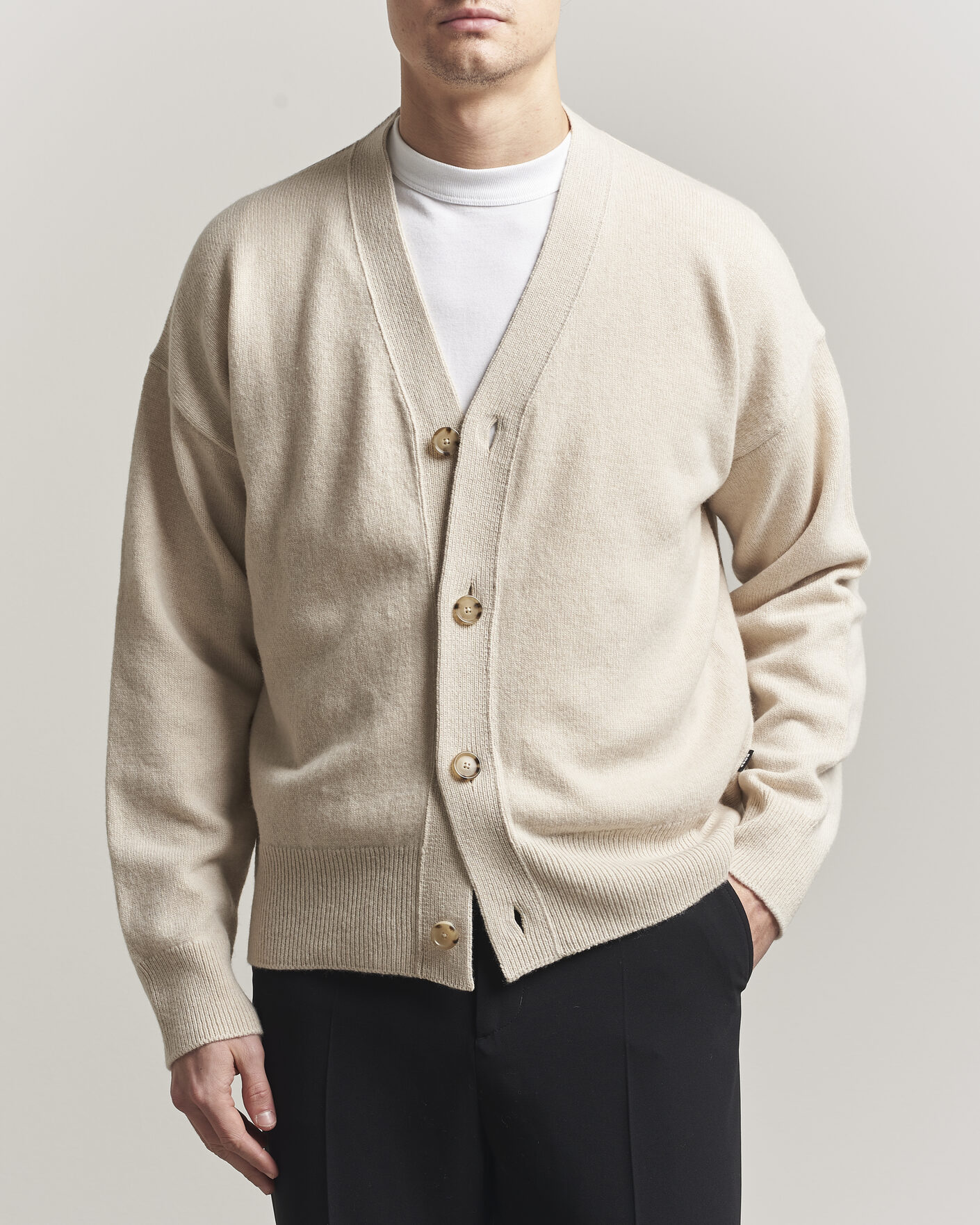 Herr | Tröjor | BOSS BLACK | Ucone Wool Knitted Cardigan Open White