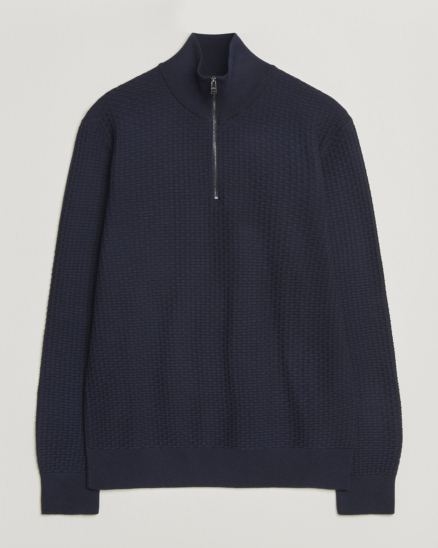 Herr | Tröjor | BOSS BLACK | Ulicio Structured Knitted Half Zip Dark Blue