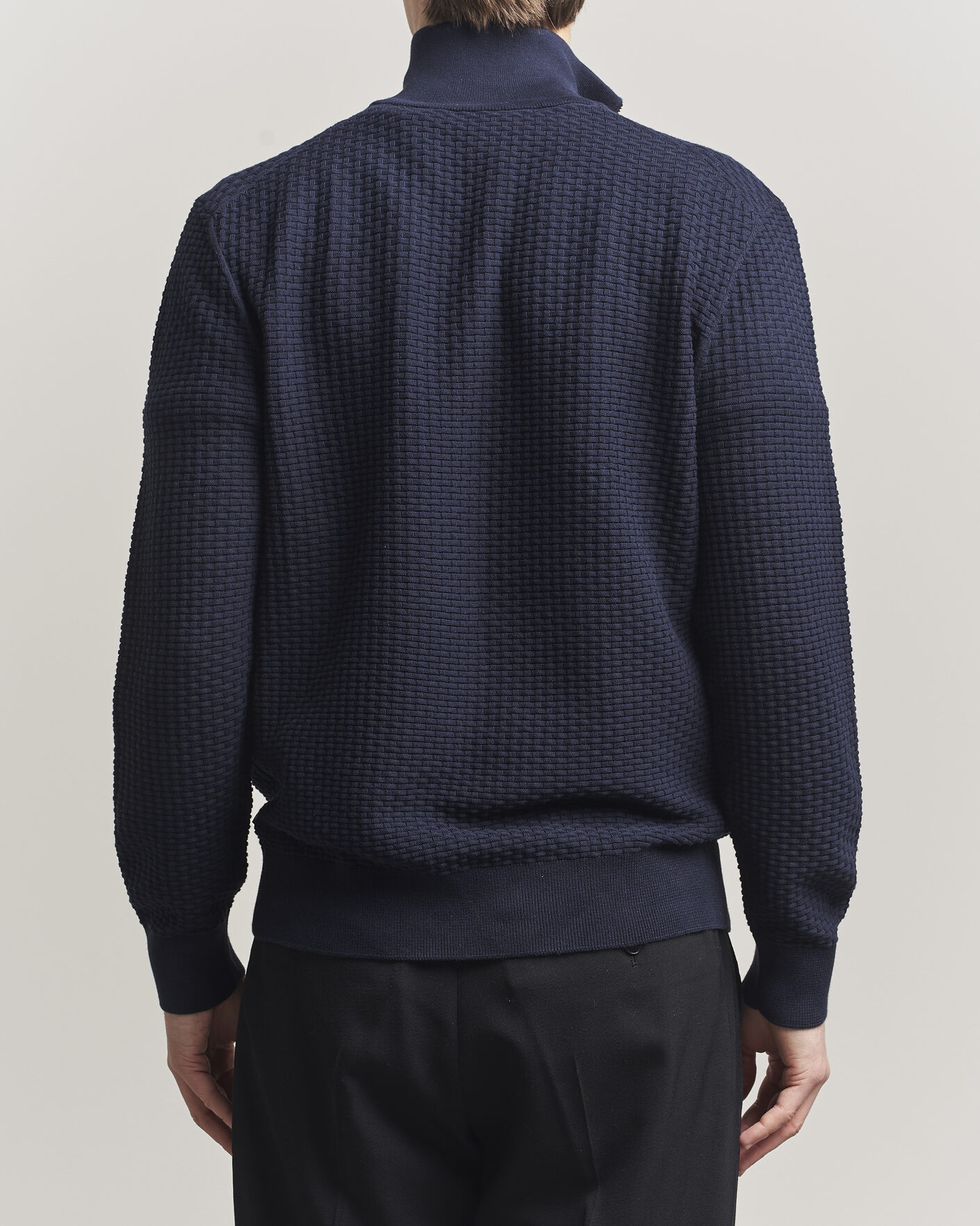 Herr | Tröjor | BOSS BLACK | Ulicio Structured Knitted Half Zip Dark Blue