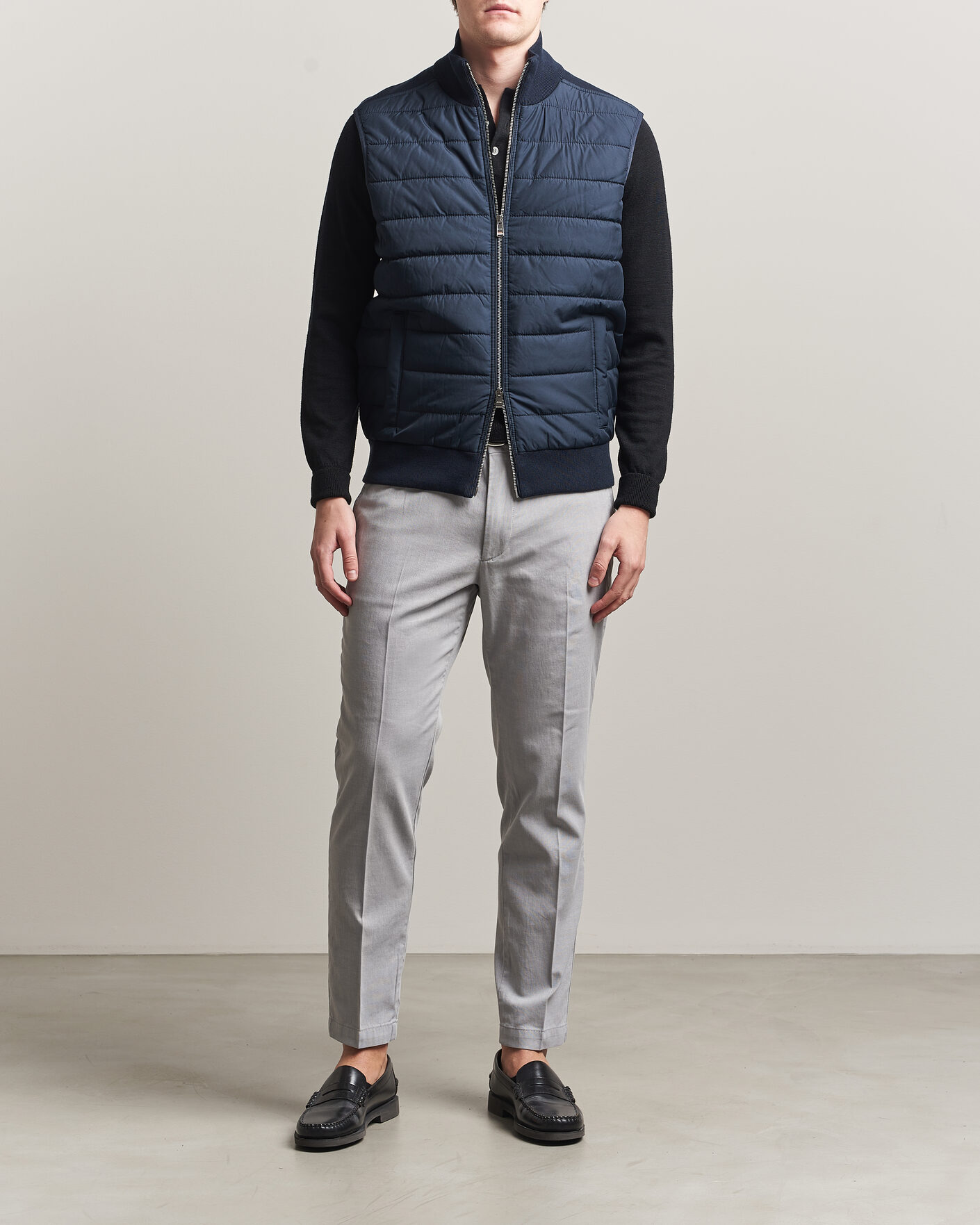 Herr | Västar | BOSS BLACK | Urwin Cotton/Wool Vest Dark Blue