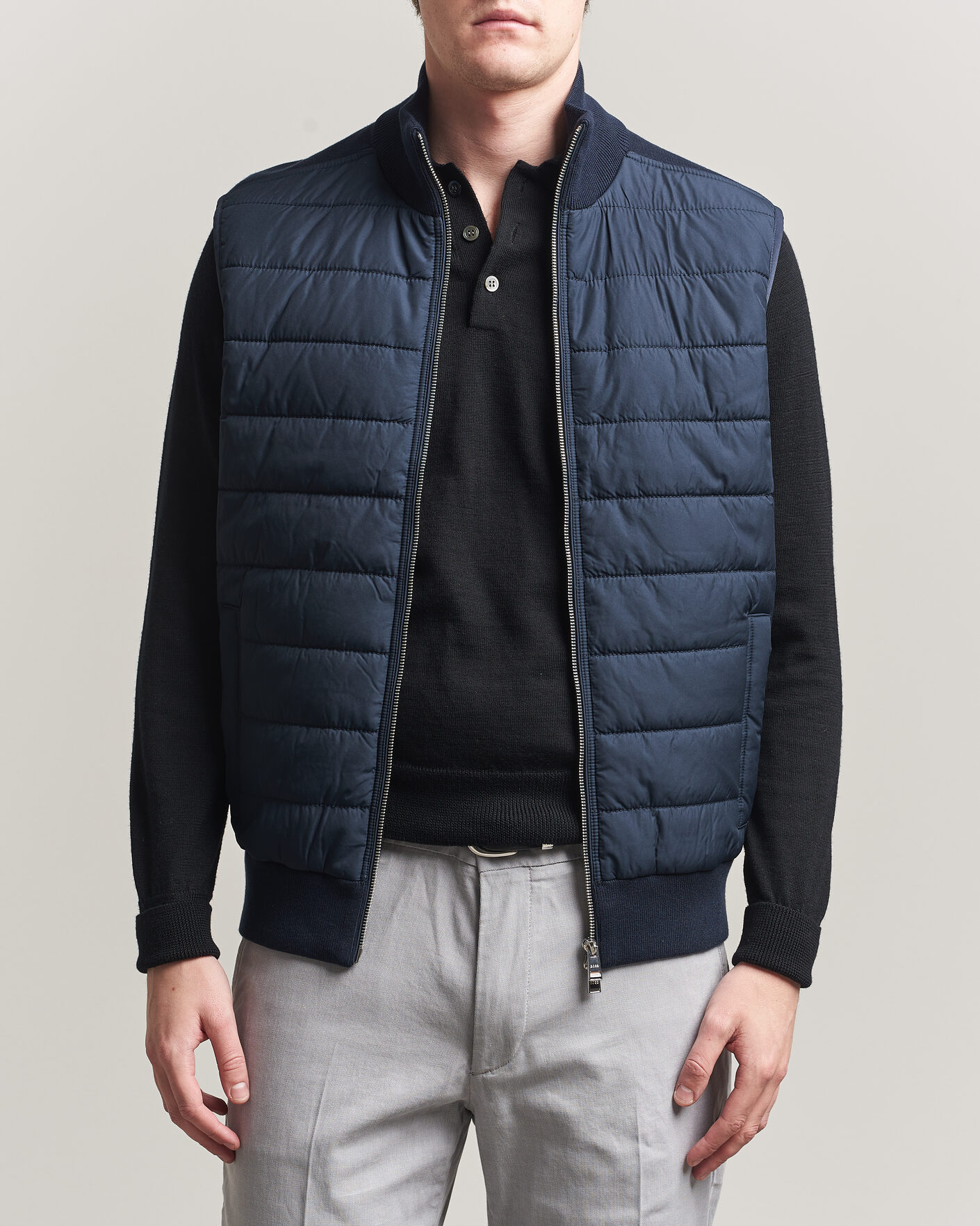Herr | Västar | BOSS BLACK | Urwin Cotton/Wool Vest Dark Blue