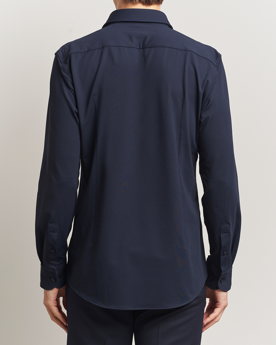 Herr | Skjortor | BOSS BLACK | Hank Structured Jersey Shirt Dark Blue