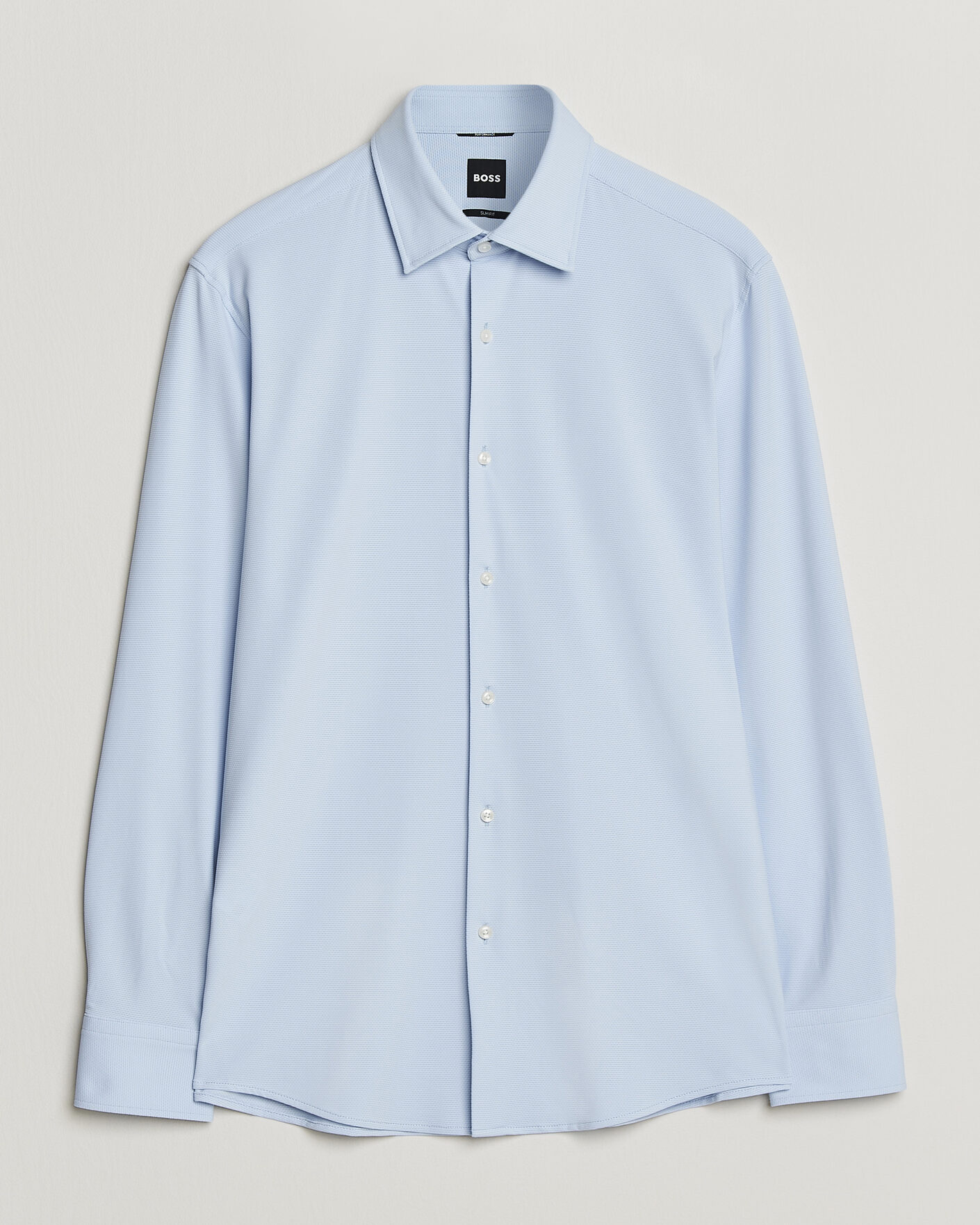 Herr | Skjortor | BOSS BLACK | Hank Structured Jersey Shirt Light Blue
