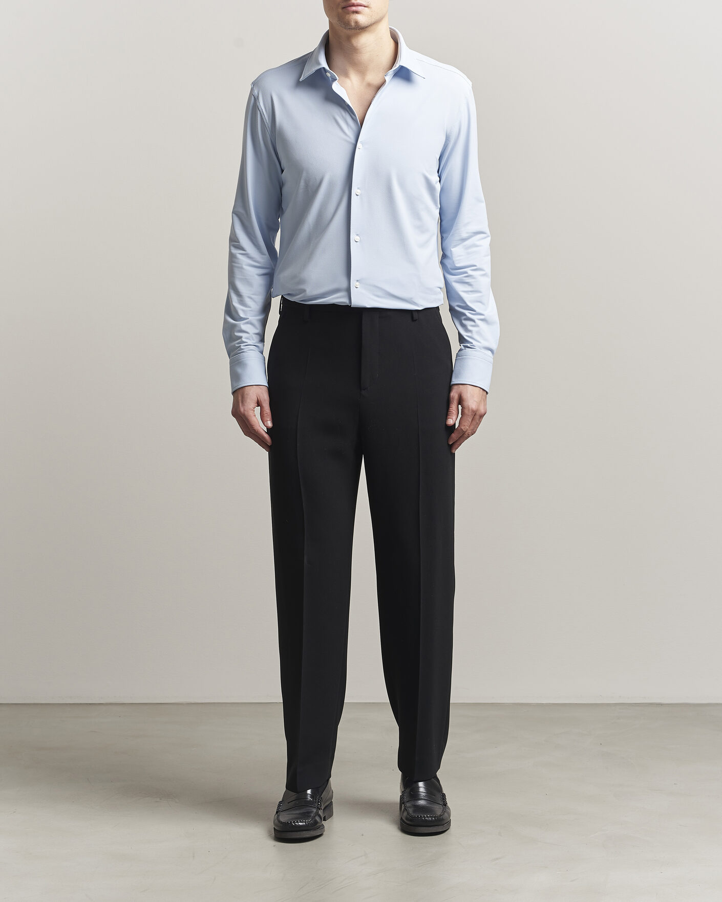 Herr | Skjortor | BOSS BLACK | Hank Structured Jersey Shirt Light Blue