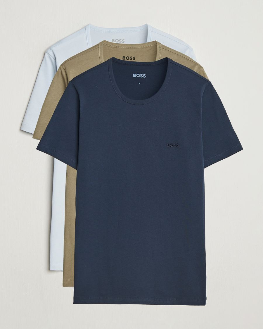 Herr | T-Shirts | BOSS BLACK | 3-Pack Crew Neck T-Shirt Green/Blue/Navy