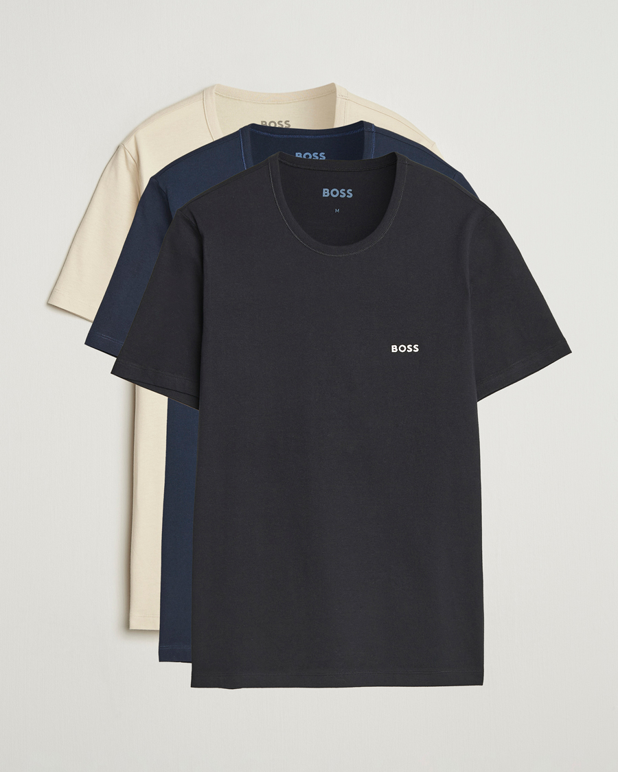 Herr | T-Shirts | BOSS BLACK | 3-Pack Crew Neck T-Shirt Beige/Navy/Black
