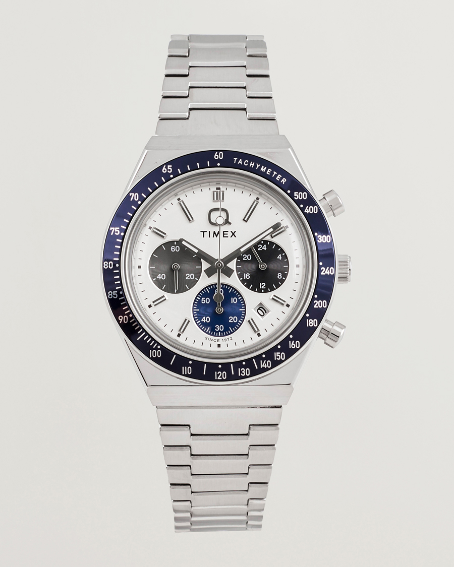 Herr | Timex Q Chronograph Tonal Sub Dials 40mm White Dial | Timex | Q Chronograph Tonal Sub Dials 40mm White Dial