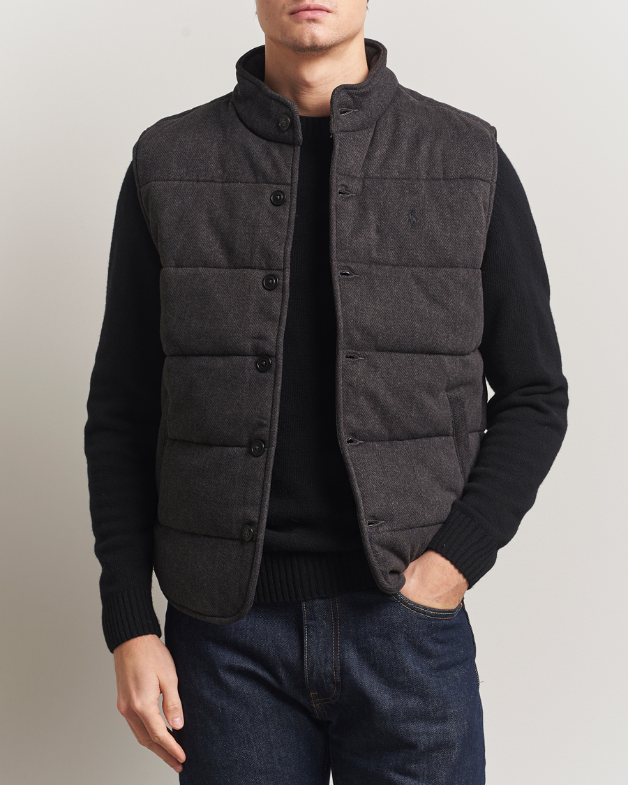 Herr | Västar | Polo Ralph Lauren | Knitted Herringbone Vest Dark Charcoal Heather