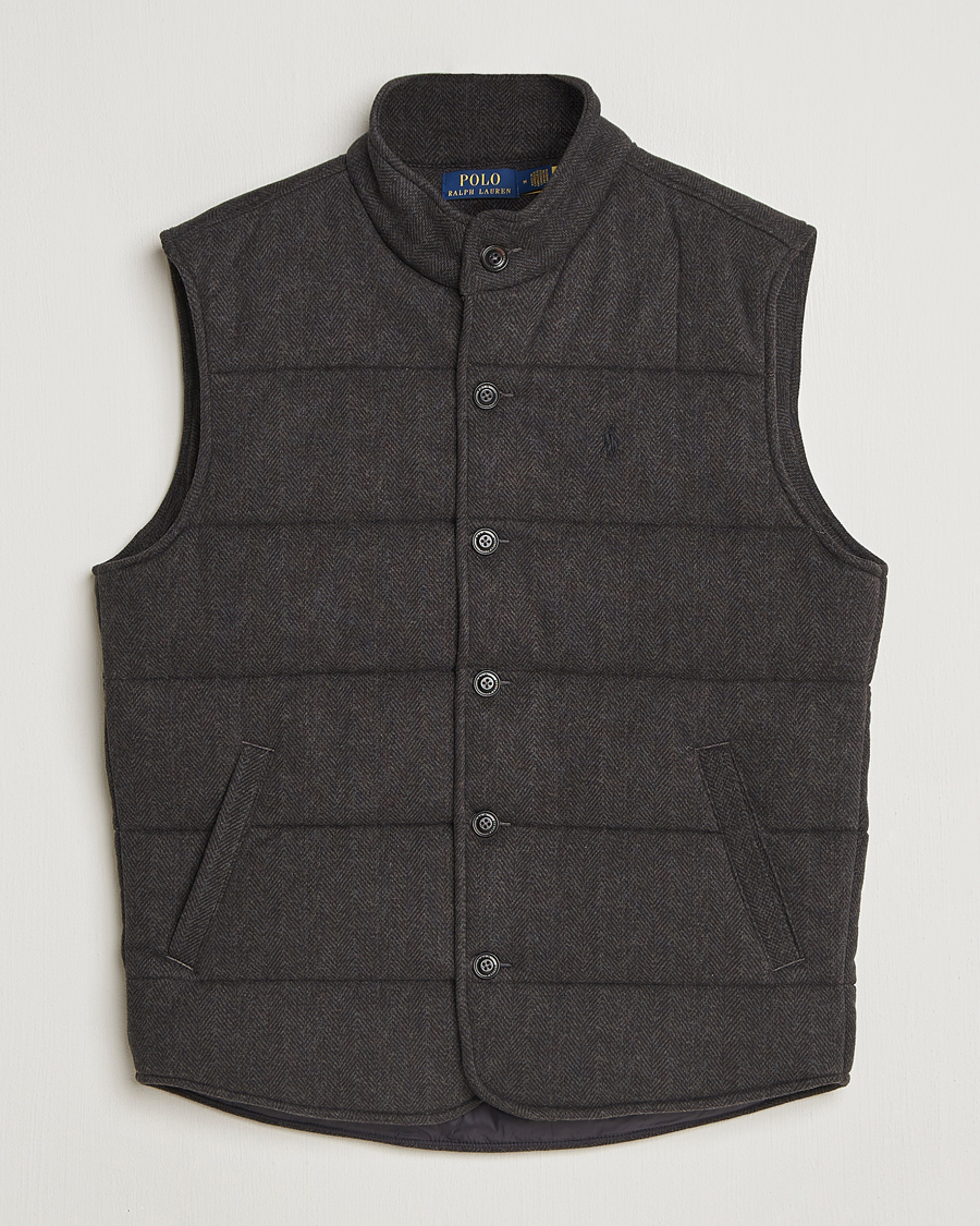 Herr | Västar | Polo Ralph Lauren | Knitted Herringbone Vest Dark Charcoal Heather