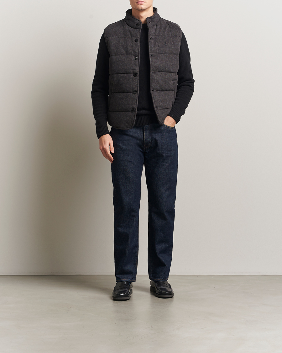 Herr | Västar | Polo Ralph Lauren | Knitted Herringbone Vest Dark Charcoal Heather