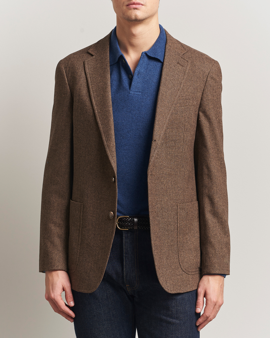Herr | Kavajer | Polo Ralph Lauren | Herringbone Single Breasted Sportcoat Brown/Tan