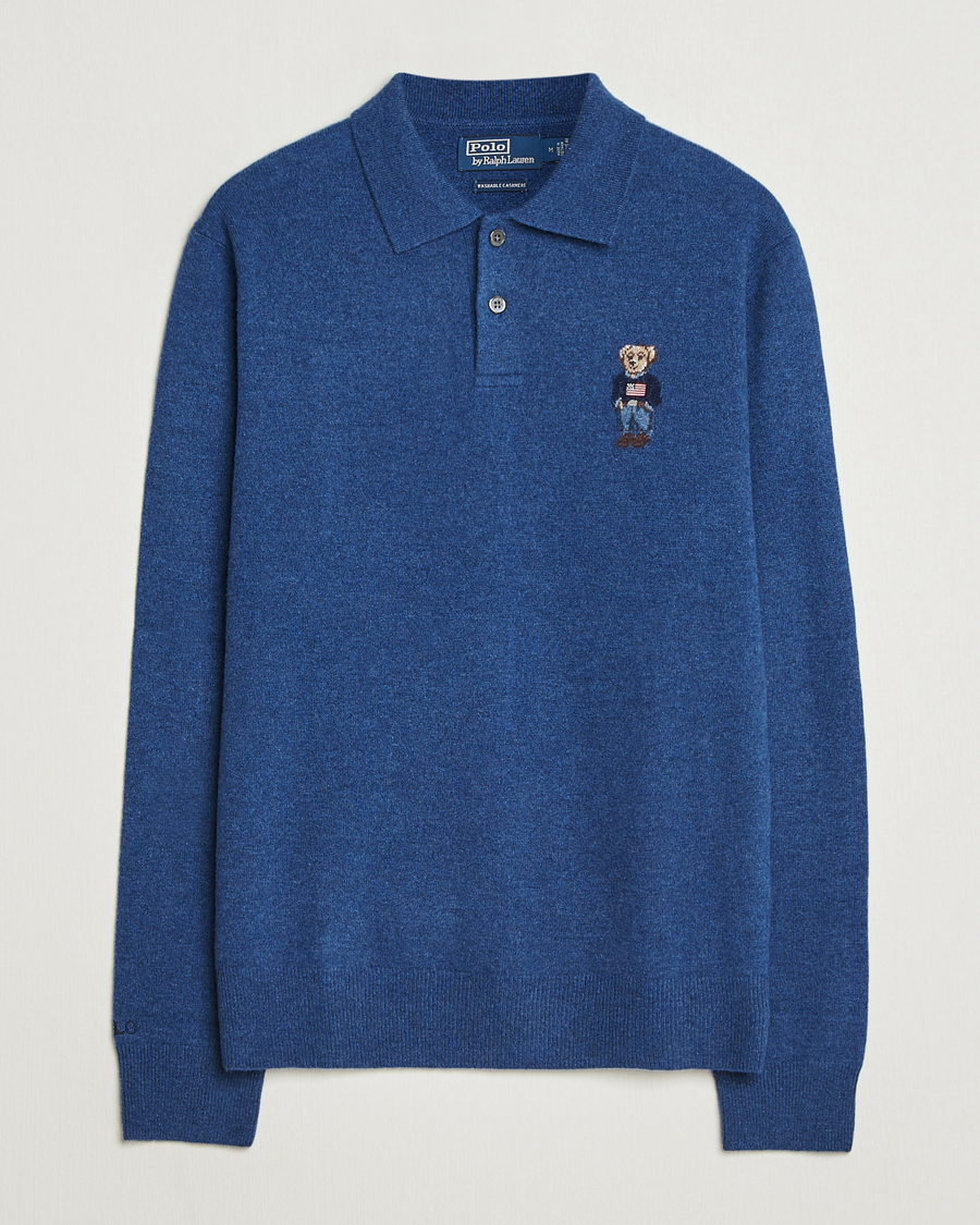 Herr | Pikéer | Polo Ralph Lauren | Washed Long Sleeve Bear Polo Rustic Navy Heather