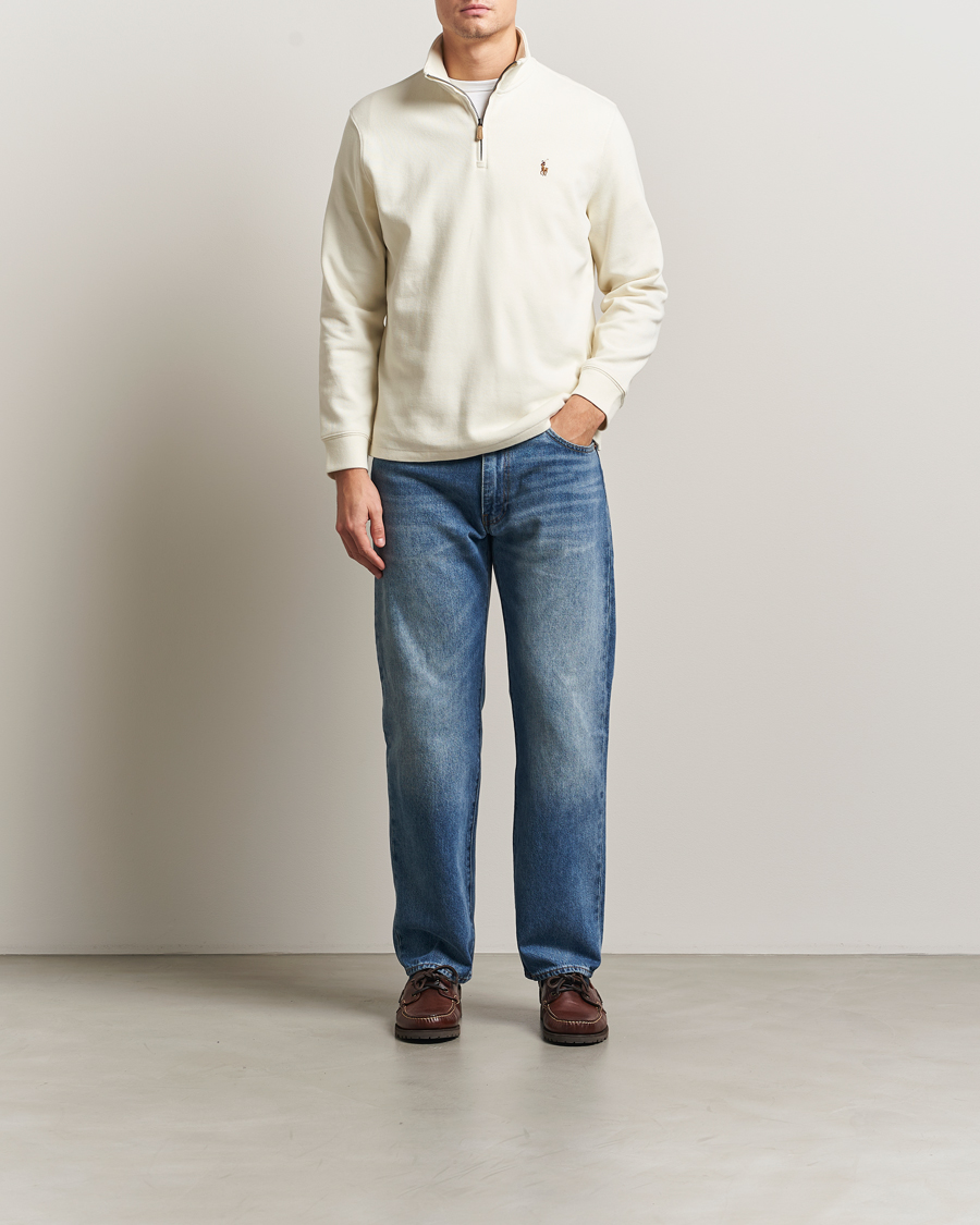 Herr | Tröjor | Polo Ralph Lauren | Double Knitted Half Zip Parchment Cream