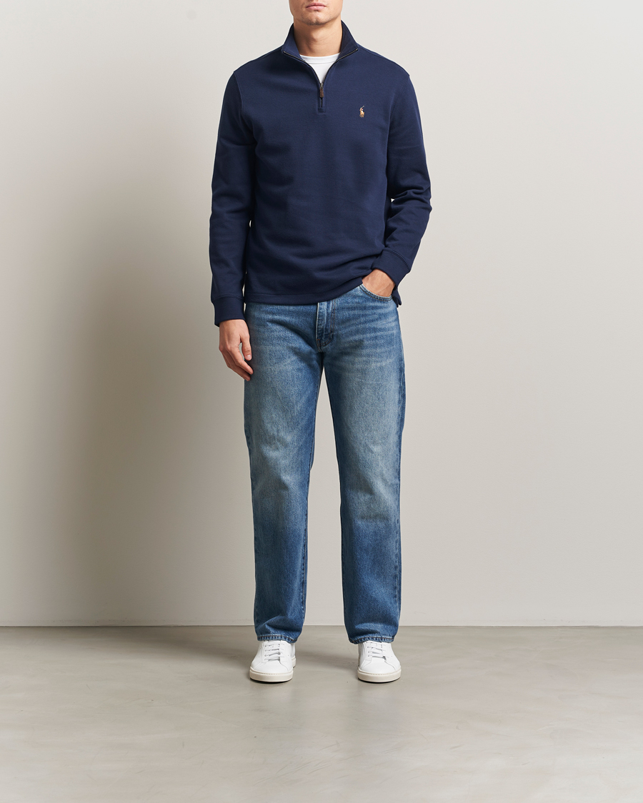 Herr | Tröjor | Polo Ralph Lauren | Double Knitted Half Zip Cruise Navy