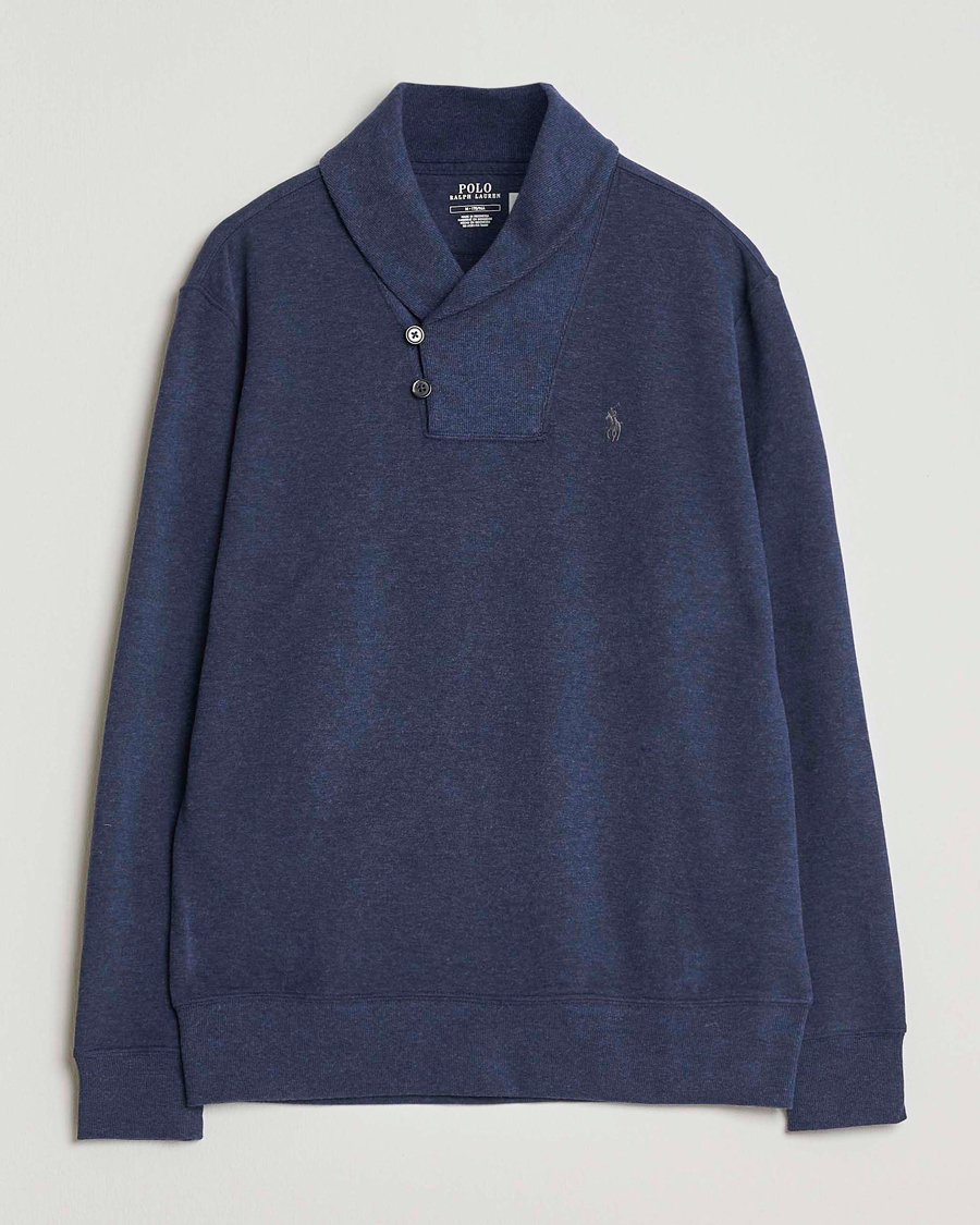 Herr | Tröjor | Polo Ralph Lauren | Double Knitted Shawl Collar Sweater Navy Heather