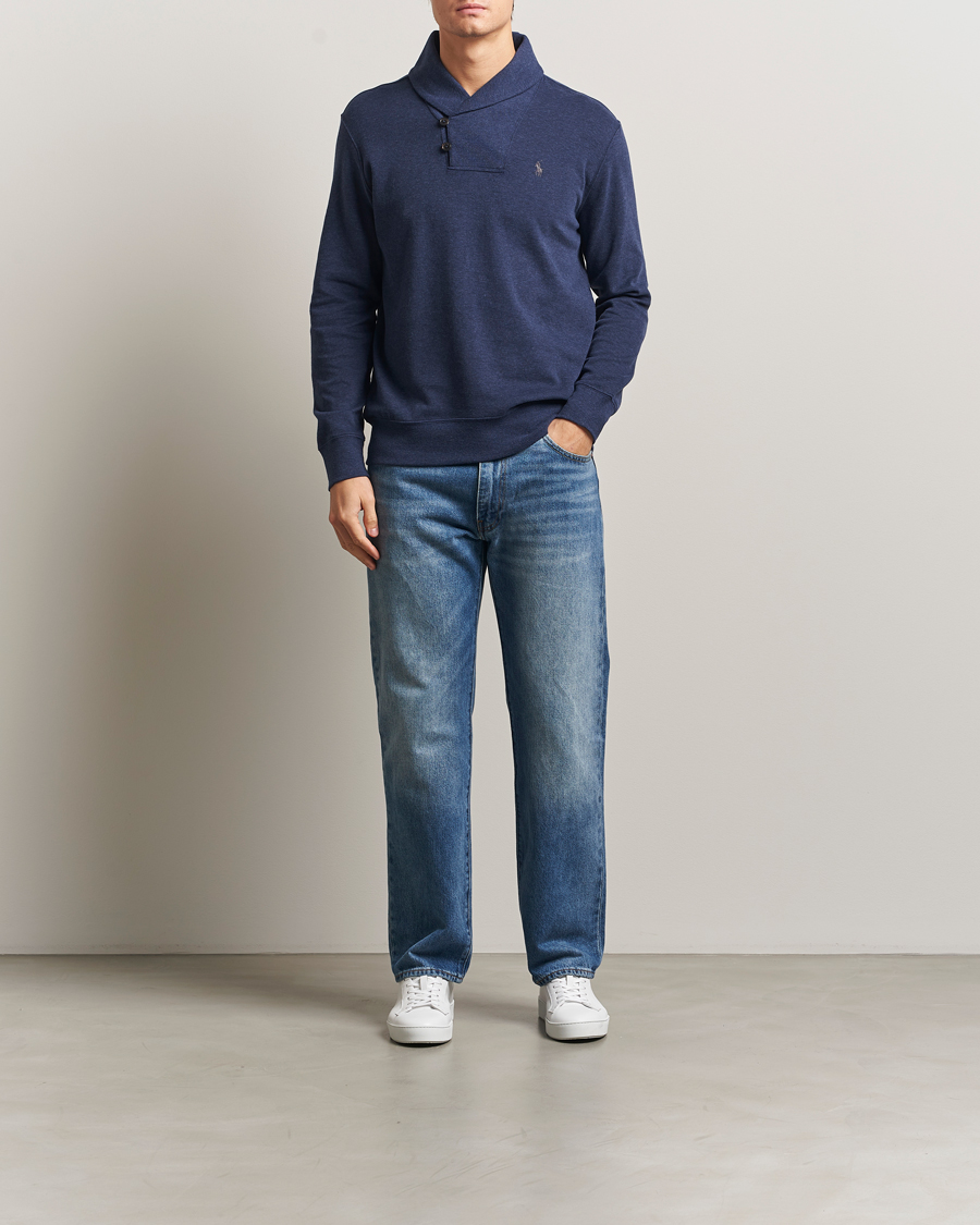 Herr | Tröjor | Polo Ralph Lauren | Double Knitted Shawl Collar Sweater Navy Heather