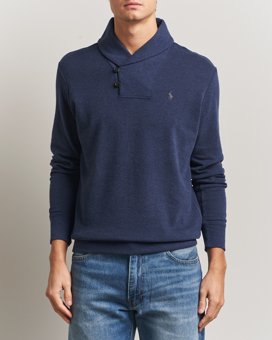 Herr | Tröjor | Polo Ralph Lauren | Double Knitted Shawl Collar Sweater Navy Heather
