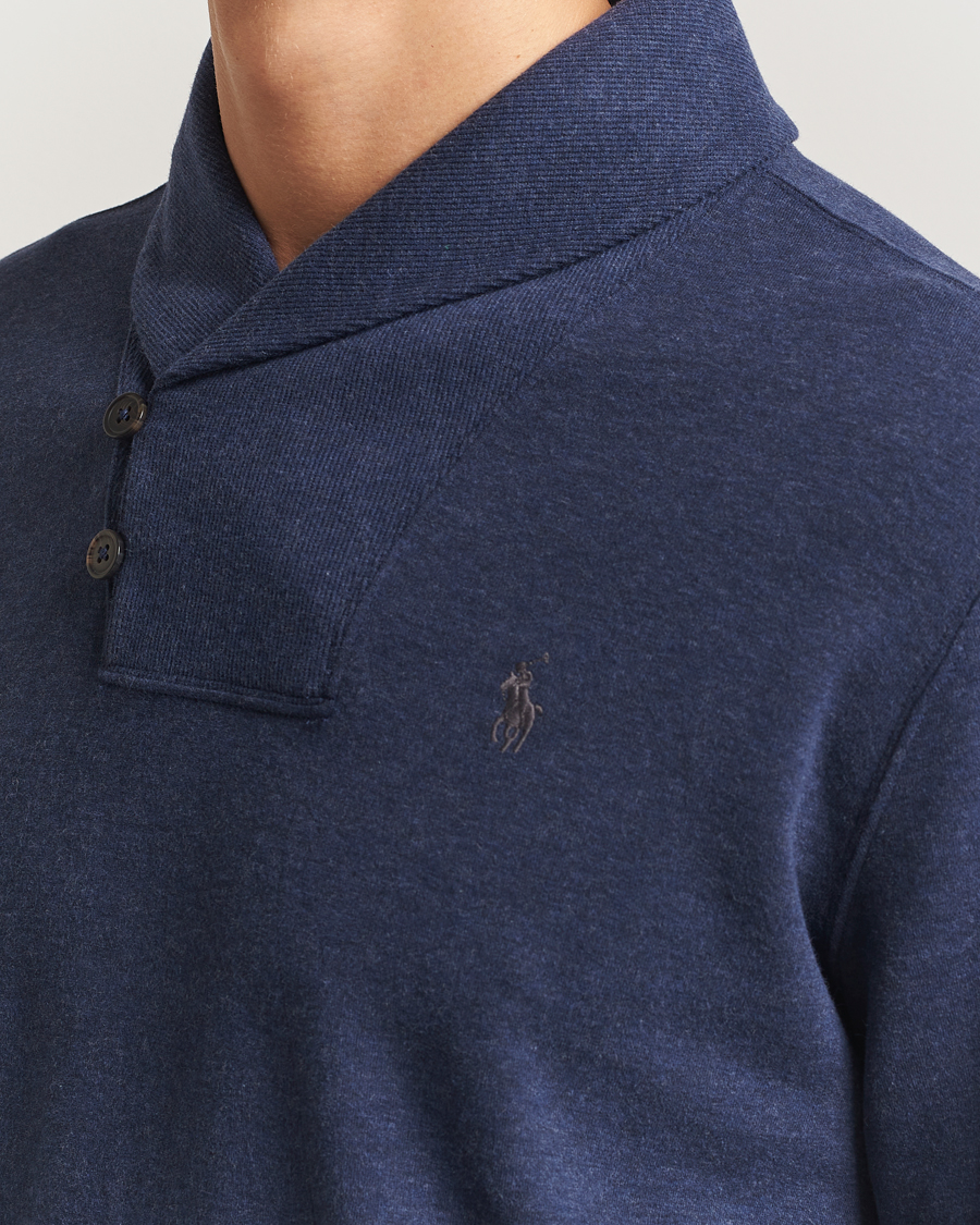 Herr | Tröjor | Polo Ralph Lauren | Double Knitted Shawl Collar Sweater Navy Heather