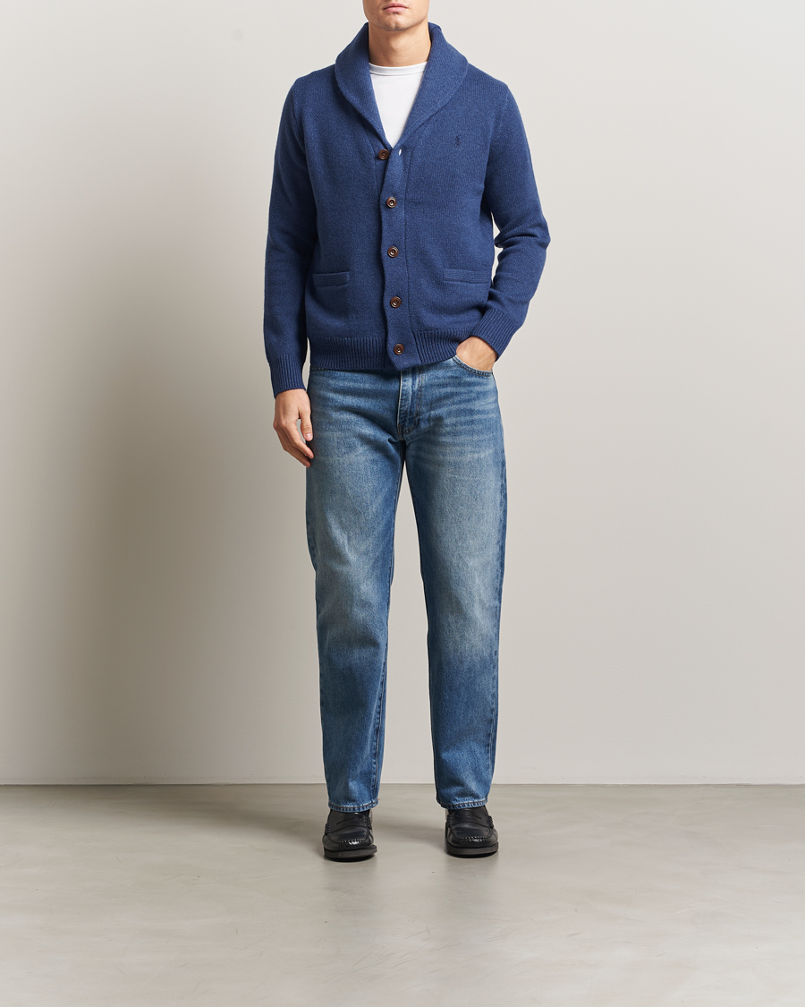 Herr | Tröjor | Polo Ralph Lauren | Wool/Cashmere Shawl Collar Cardigan Navy Heather