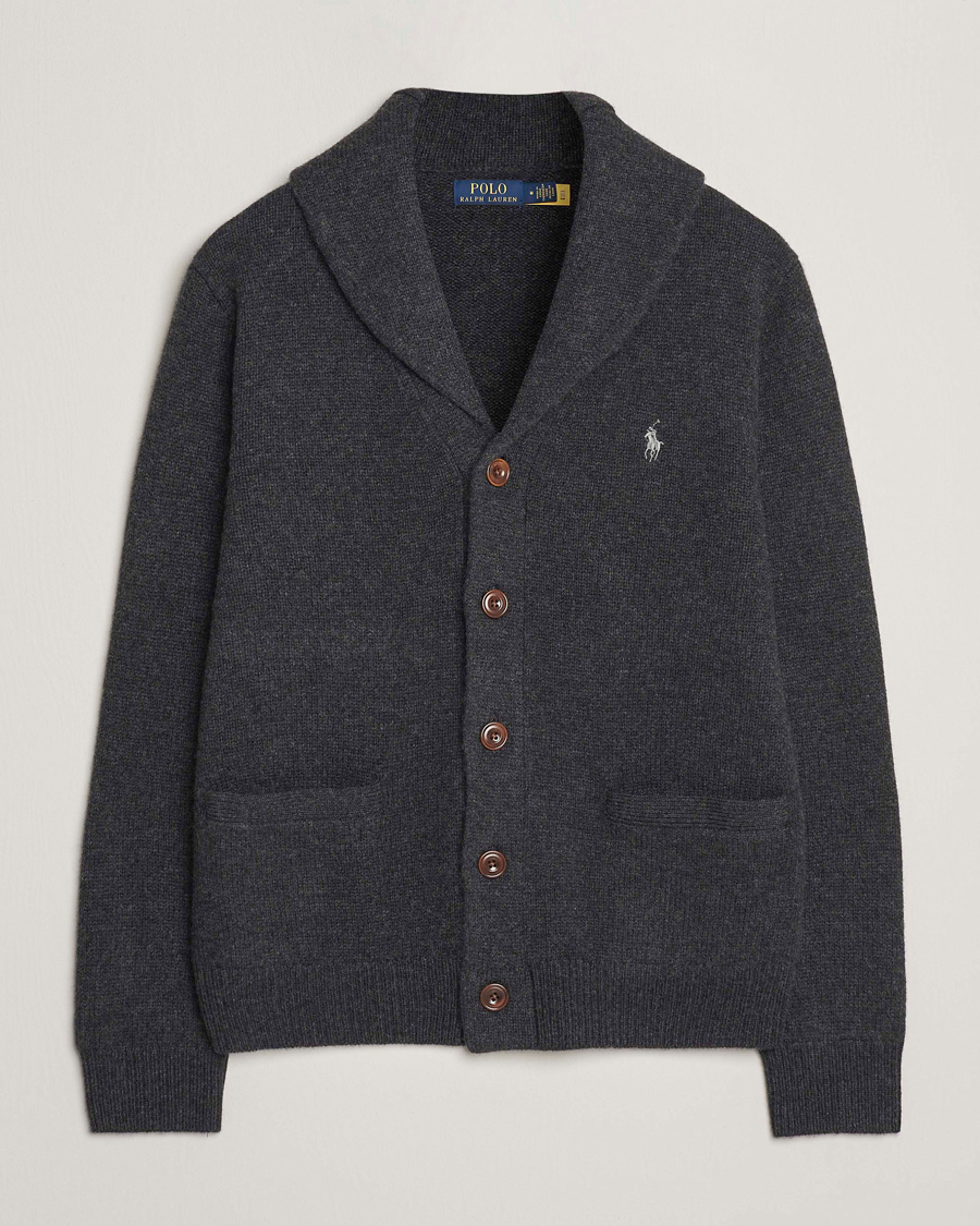 Herr | Tröjor | Polo Ralph Lauren | Wool/Cashmere Shawl Collar Cardigan Granite Heather