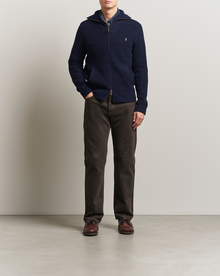 Herr | Tröjor | Polo Ralph Lauren | Cotton/Wool Full Zip Hunter Navy