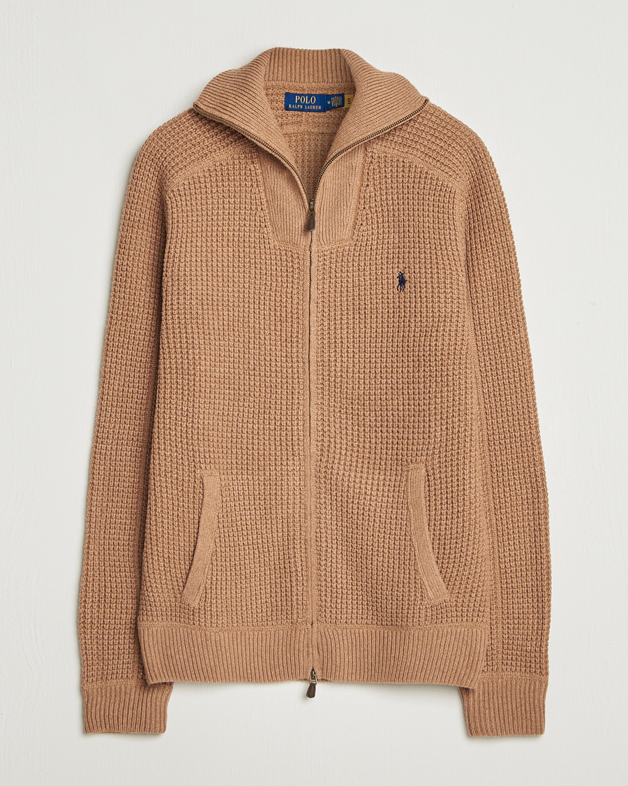 Herr | Tröjor | Polo Ralph Lauren | Cotton/Wool Full Zip Brown Sugar Melange